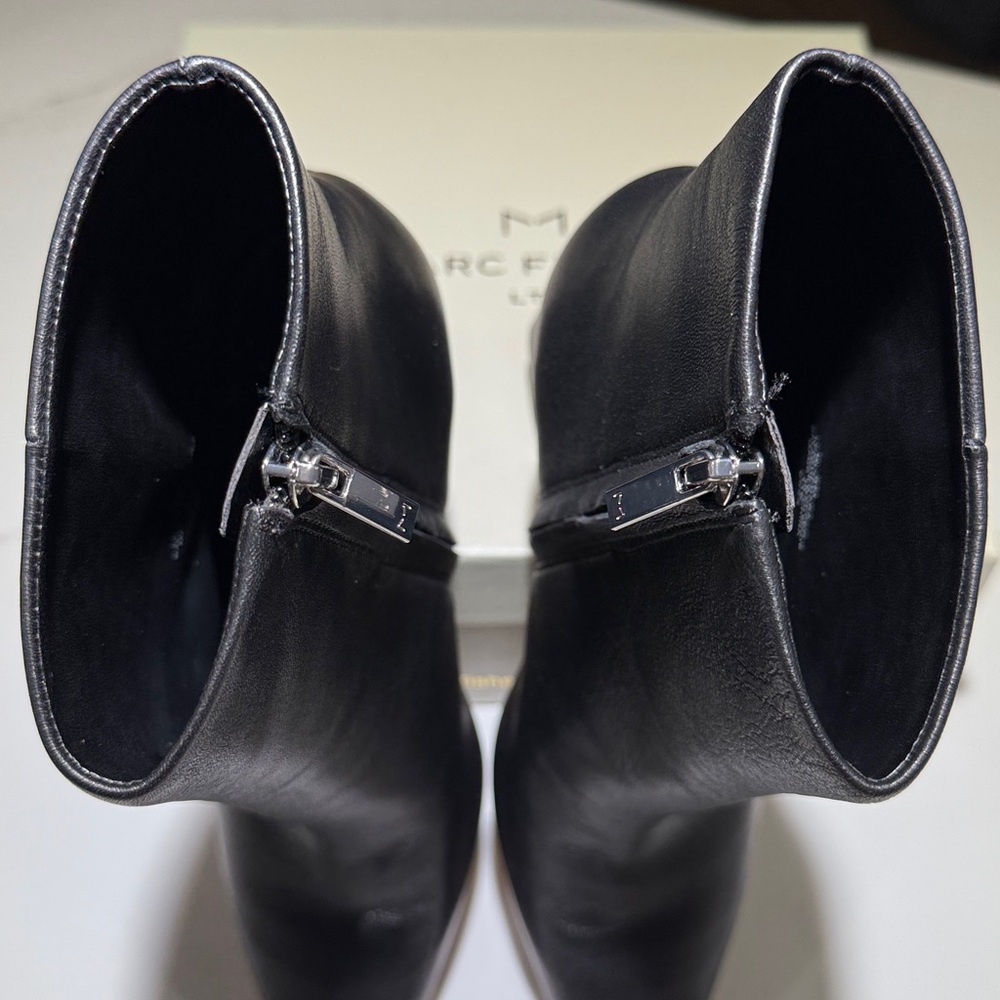 🥳NEW MARC FISHER Mlyanara 3 1/2” Heel Leather Ankle Boots, Black - Picture 15 of 16